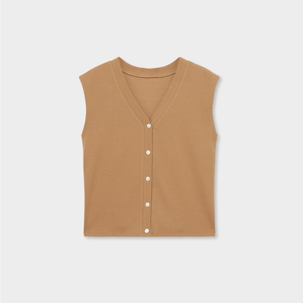 Zara Camel Brown Button Up Vest